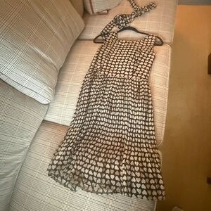 Beige and black Heart Print Sleeveless Midi Dress hipster ish